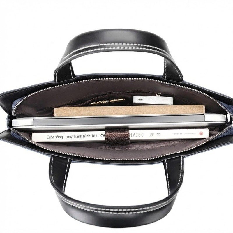 Túi Xách Tay Nam Vải Oxford Chống Nước Đựng Laptop Công Sở Đeo Chéo Màu Đen, Xanh Navy