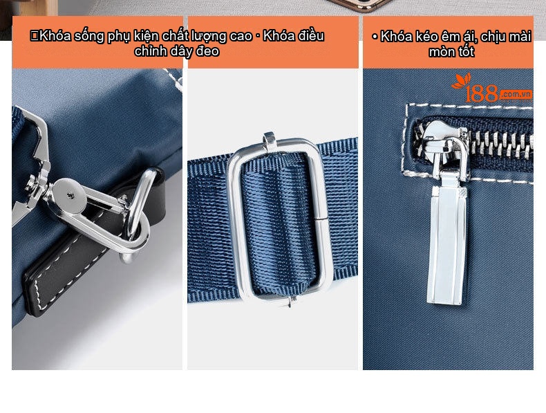 Túi Xách Tay Nam Vải Oxford Chống Nước Đựng Laptop Công Sở Đeo Chéo Màu Đen, Xanh Navy chi tiết 7