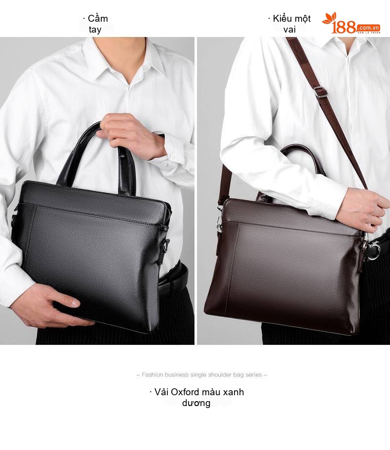 Túi Xách Tay Nam Vải Oxford Chống Nước Đựng Laptop Công Sở Đeo Chéo Màu Đen, Xanh Navy chi tiết 14