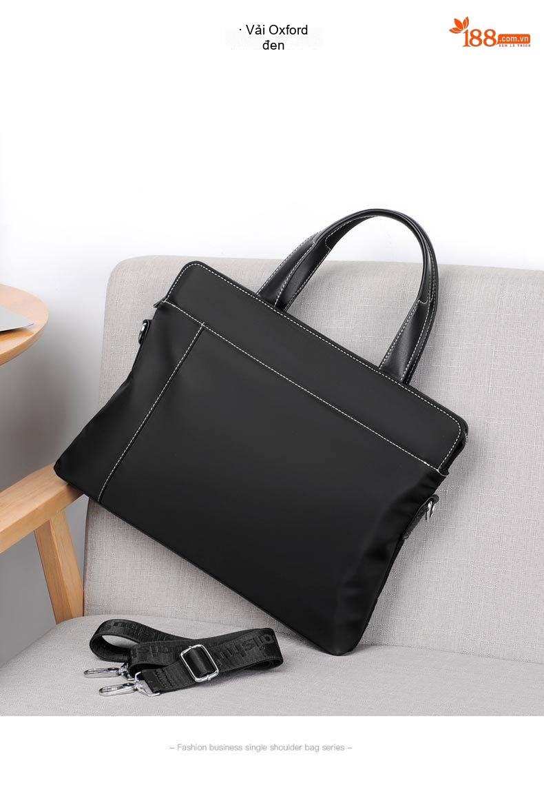 Túi Xách Tay Nam Vải Oxford Chống Nước Đựng Laptop Công Sở Đeo Chéo Màu Đen, Xanh Navy chi tiết 17
