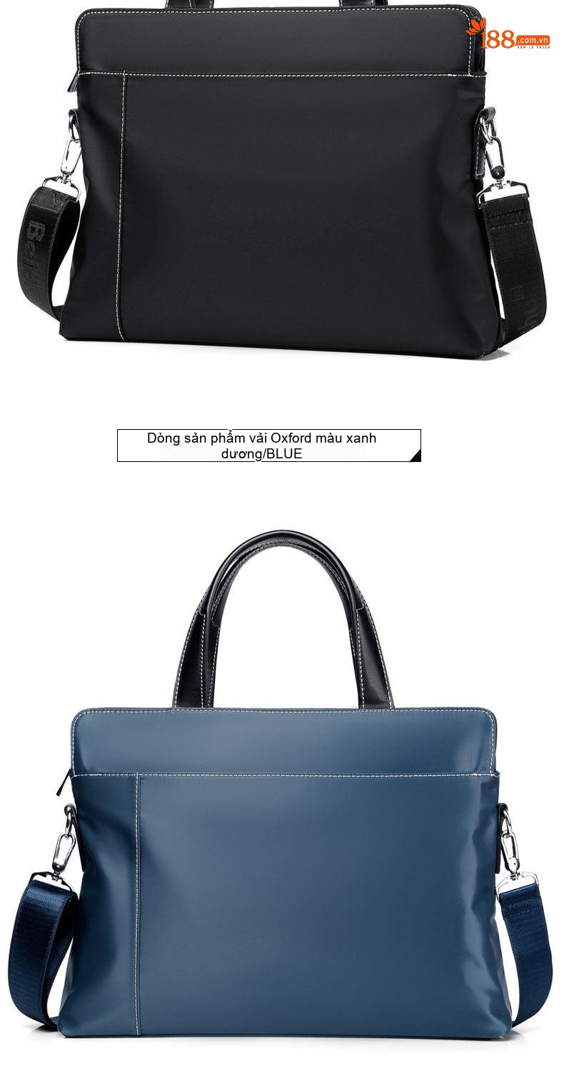 Túi Xách Tay Nam Vải Oxford Chống Nước Đựng Laptop Công Sở Đeo Chéo Màu Đen, Xanh Navy chi tiết 27