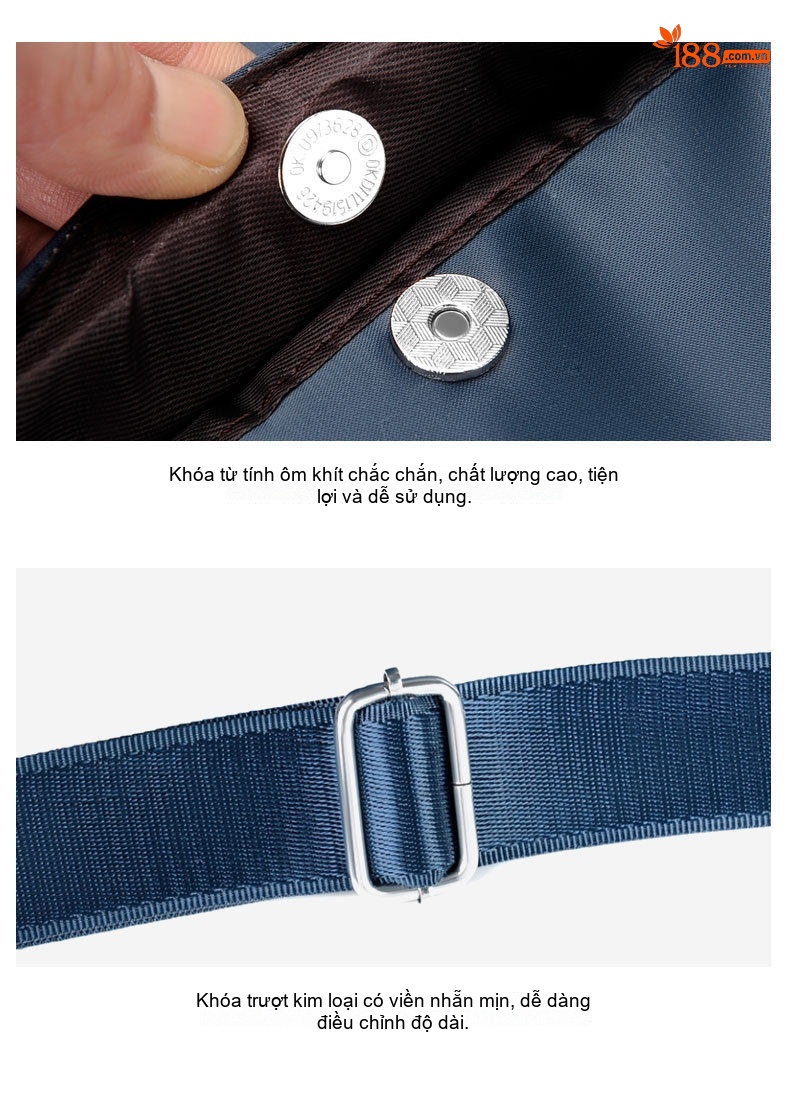 Túi Xách Tay Nam Vải Oxford Chống Nước Đựng Laptop Công Sở Đeo Chéo Màu Đen, Xanh Navy chi tiết 32