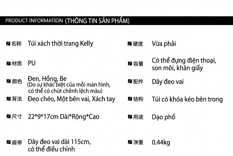Túi Xách Tay Nữ Cao Cấp Form Bánh Bao Có Dây Đeo Chéo Da Mờ Màu Đen, Trắng, Hồng chi tiết 8