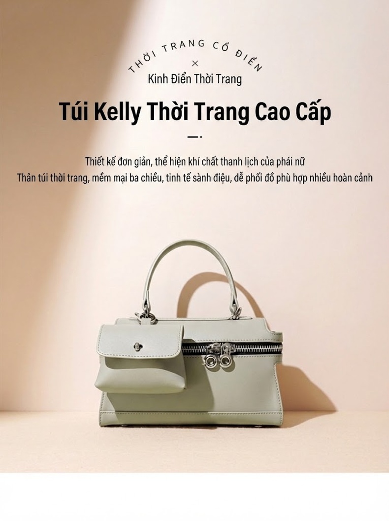Túi Xách Tay Nữ Công Sở Retro Thiết Kế Nhỏ Gọn Đeo Vai Chéo Màu Trắng, Nâu, Đen chi tiết 1