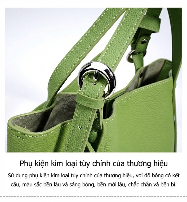 Túi Xách Tay Nữ Da Bề Mặt Hạt Lì Thiết Kế Tối Giản Dung Tích Lớn Đeo Vai Đi Làm Màu Đen, Tím, Xanh Lá, Kem chi tiết 13