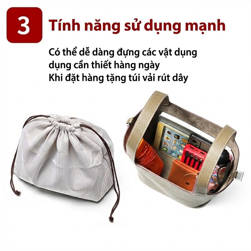 Túi Xách Tay Nữ Da Bò Cao Cấp Dung Tích Lớn Phong Cách Tiểu Thư Màu Nâu, Hồng, Trắng, Xám... chi tiết 6