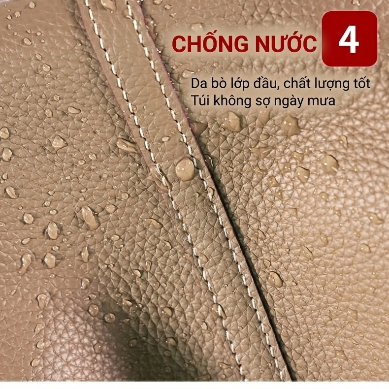 Túi Xách Tay Nữ Da Bò Cao Cấp Dung Tích Lớn Phong Cách Tiểu Thư Màu Nâu, Hồng, Trắng, Xám... chi tiết 7