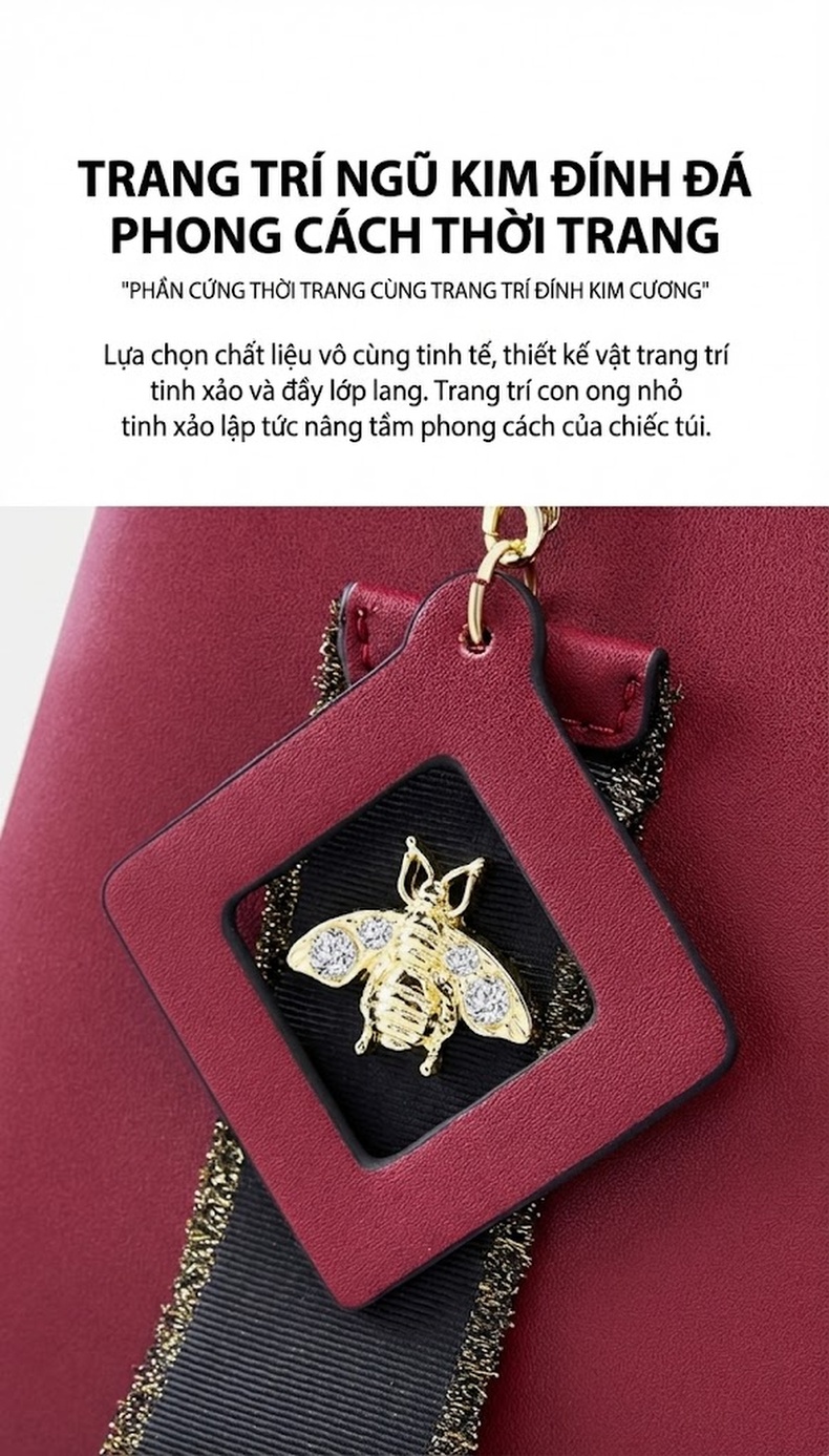 Túi Xách Tay Nữ Da Bò Cao Cấp Phong Cách Quý Phái Màu Đỏ, Đen, Trắng chi tiết 5