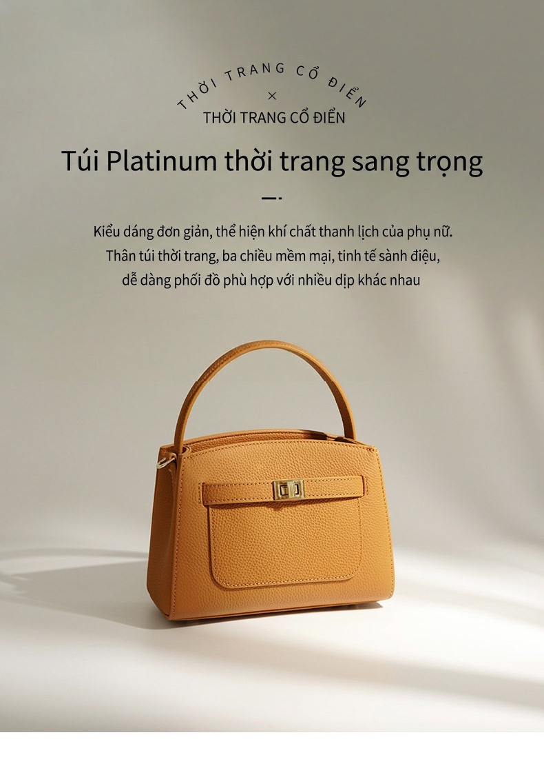 Túi Xách Tay Nữ Da Bò Cao Cấp Thiết Kế Tote Màu Nâu chi tiết 1