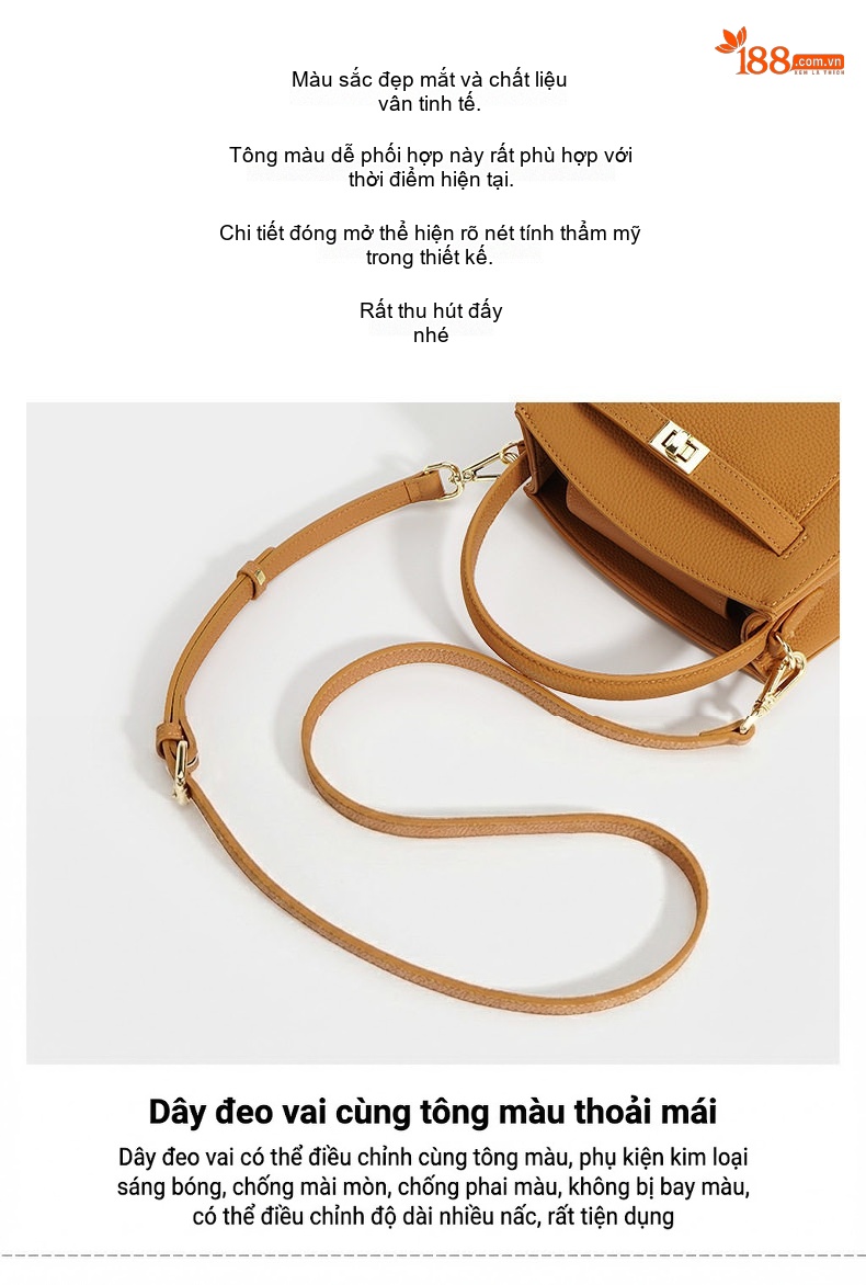 Túi Xách Tay Nữ Da Bò Cao Cấp Thiết Kế Tote Màu Nâu chi tiết 7