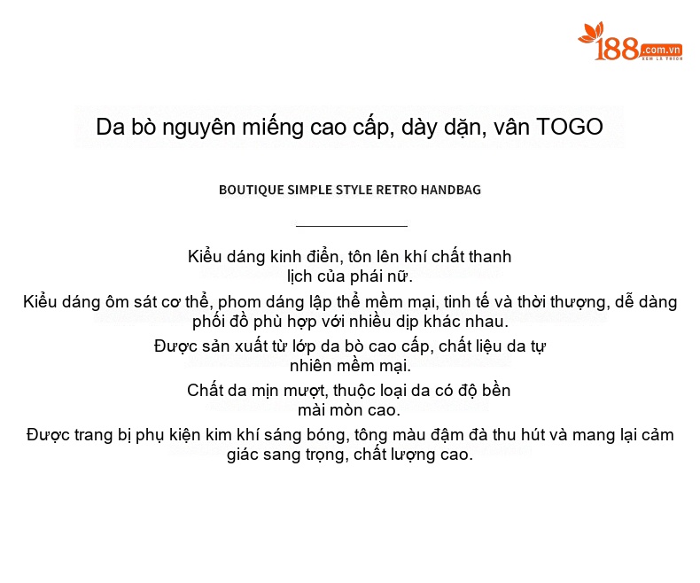Túi Xách Tay Nữ Da Bò Công Sở Đa Năng Màu Nâu, Đen chi tiết 2