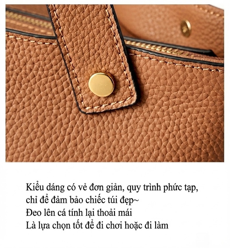 Túi Xách Tay Nữ Da Bò Công Sở Đa Năng Màu Nâu, Đen chi tiết 23
