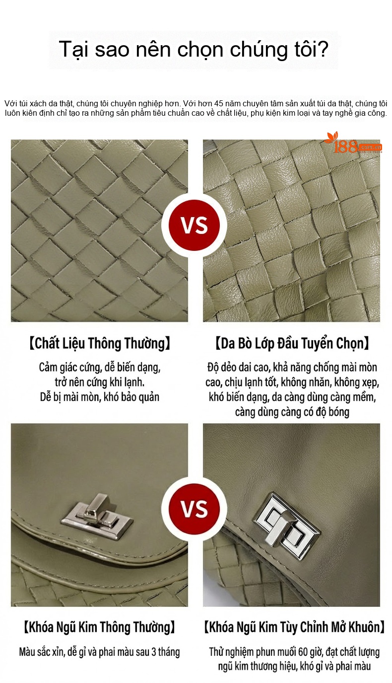 Túi Xách Tay Nữ Da Bò Đan Lưới Sức Chứa Lớn Phong Cách Thanh Lịch Màu Xanh Lá chi tiết 2