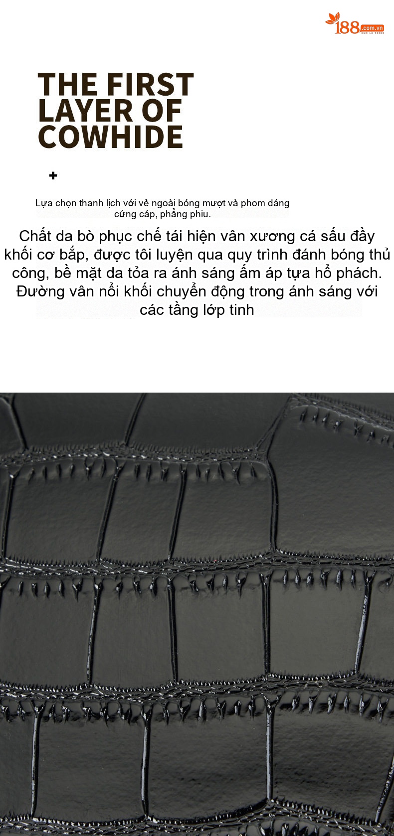 Túi Xách Tay Nữ Da Bò Dáng Hộp Đeo Chéo Công Sở Màu Trắng, Đen chi tiết 6