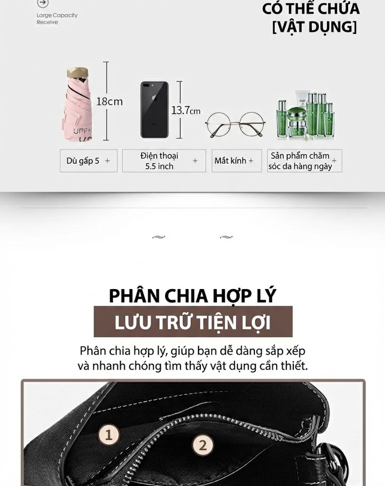 Túi Xách Tay Nữ Da Bò Dáng Thùng Đeo Vai, Đeo Chéo Phong Cách Âu Mỹ Màu Đen, Đỏ chi tiết 6