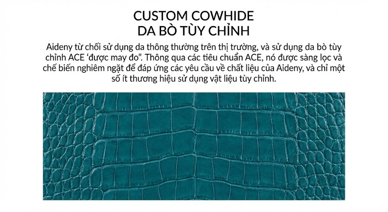 Túi Xách Tay Nữ Da Bò Dập Vân Cá Sấu Công Sở Cao Cấp Màu Xanh chi tiết 9