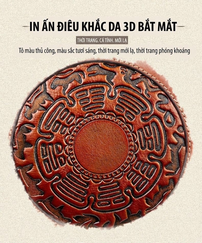 Túi Xách Tay Nữ Da Bò Dập Vân Họa Tiết Cổ Điển Phong Cách Quốc Dân Đeo Vai, Đeo Chéo Màu Nâu, Đỏ, Đen chi tiết 2