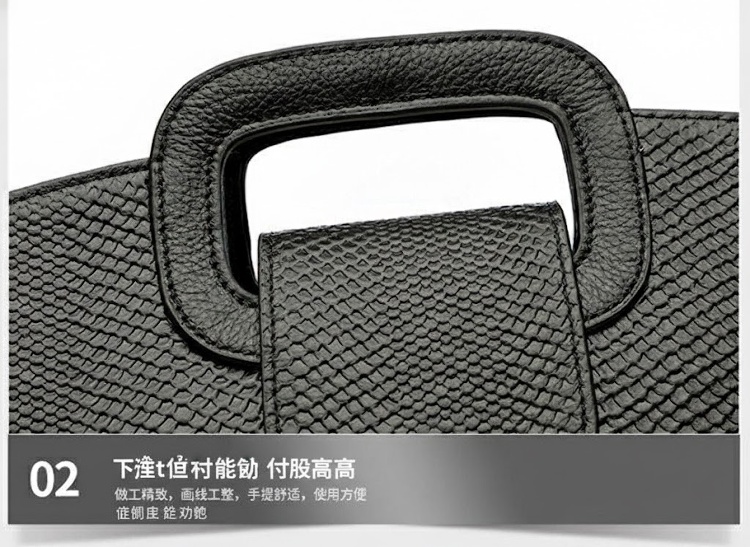 Túi Xách Tay Nữ Da Bò Đeo Chéo Cỡ Lớn Phong Cách Sang Trọng Màu Đen chi tiết 16