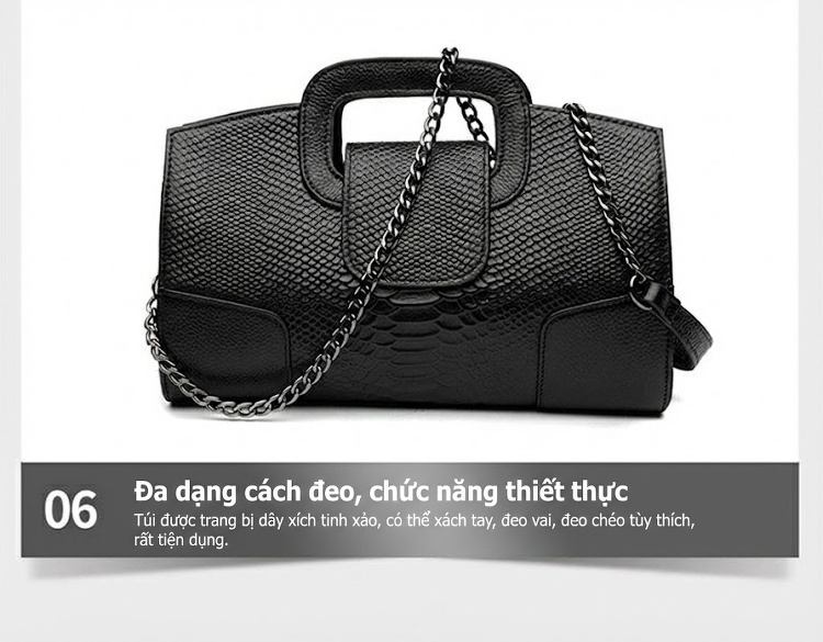Túi Xách Tay Nữ Da Bò Đeo Chéo Cỡ Lớn Phong Cách Sang Trọng Màu Đen chi tiết 20
