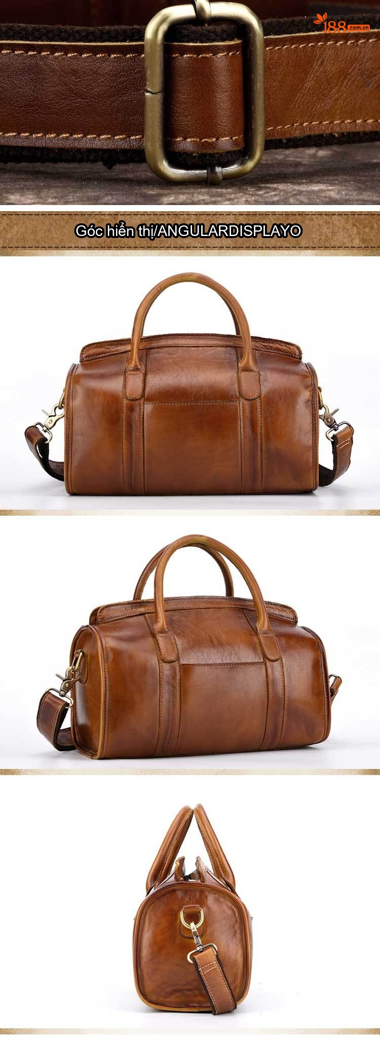 Túi Xách Tay Nữ Da Bò Đeo Chéo Phong Cách Retro Màu Nâu, Đỏ, Xanh Lá chi tiết 9