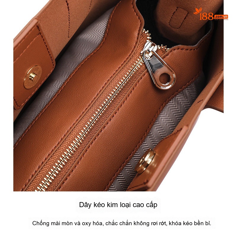 Túi Xách Tay Nữ Da Bò Đeo Chéo Thời Trang Công Sở Dung Tích Lớn Màu Cam chi tiết 20
