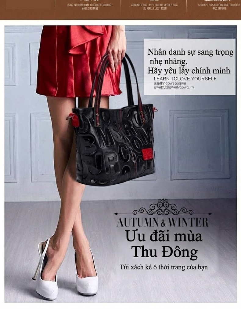 Túi Xách Tay Nữ Da Bò Đeo Vai Đeo Chéo Thời Trang Màu Đen, Trắng chi tiết 2