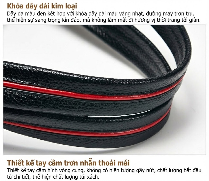 Túi Xách Tay Nữ Da Bò Đeo Vai Đeo Chéo Thời Trang Màu Đen, Trắng chi tiết 15