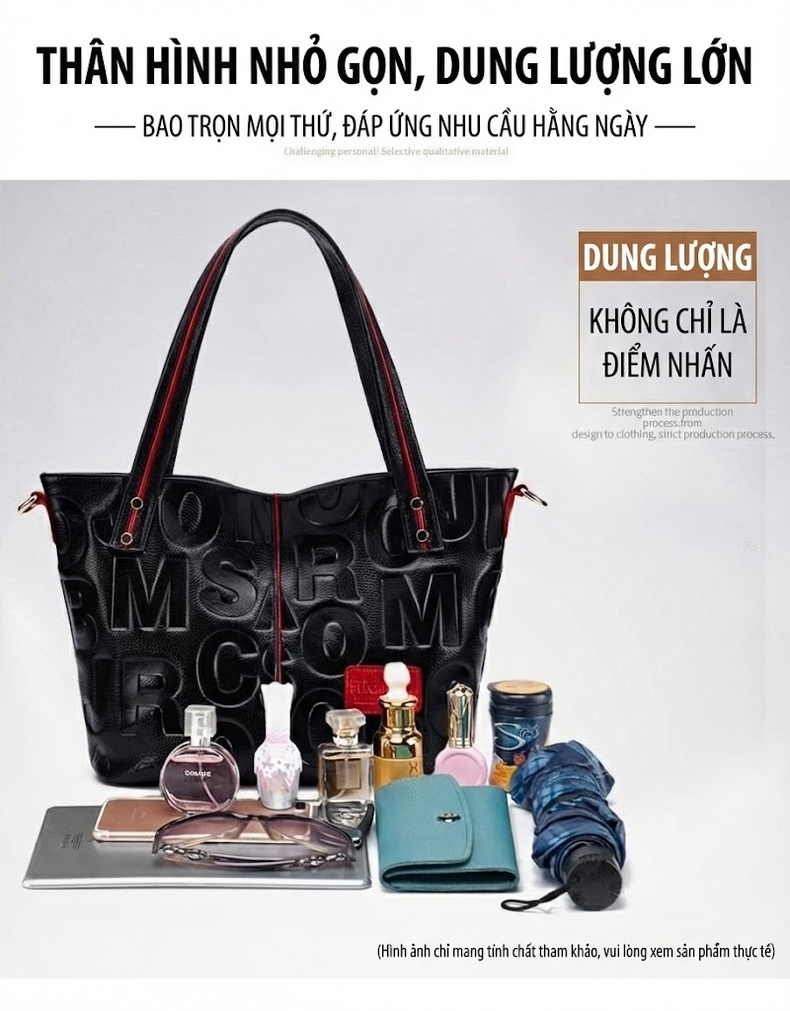 Túi Xách Tay Nữ Da Bò Đeo Vai Đeo Chéo Thời Trang Màu Đen, Trắng chi tiết 3