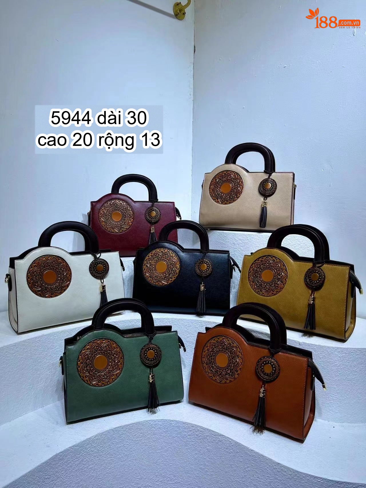 Túi Xách Tay Nữ Da Bò Khắc Họa Tiết Phong Cách Cổ Điển Màu Nâu Đỏ, Xanh Navy, Nâu chi tiết 9