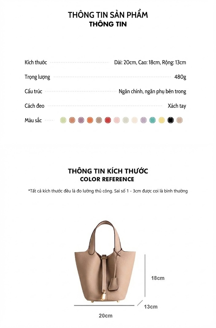 Túi Xách Tay Nữ Da Bò Kiểu Túi Rổ/Túi Bucket Đa Năng Màu Kem, Đen chi tiết 2