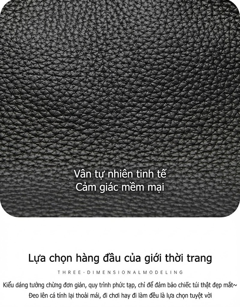 Túi Xách Tay Nữ Da Bò Lớn, Thiết Kế Nhún Bèo Thanh Lịch Màu Nâu, Xám, Đen chi tiết 8