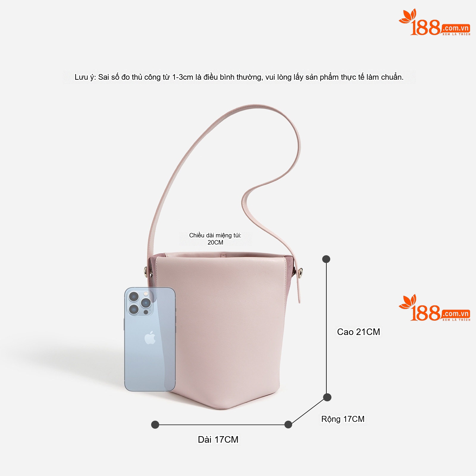 Túi Xách Tay Nữ Da Bò Mềm Mại Dáng Thùng Mini Đeo Vai Phong Cách Tối Giản Màu Hồng