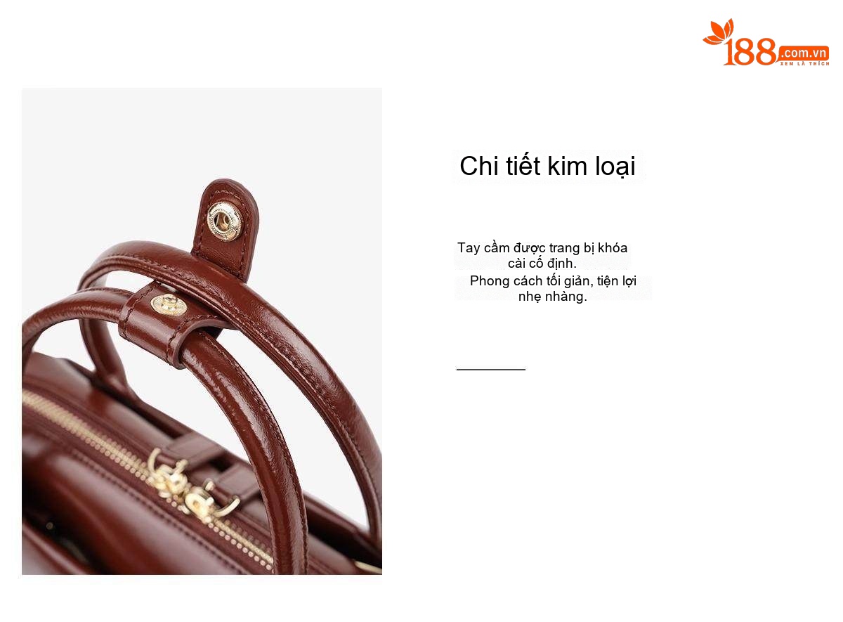 Túi Xách Tay Nữ Da Bò Mini Dáng Hộp Phom Cứng Cao Cấp Màu Đen, Đỏ, Nâu chi tiết 6