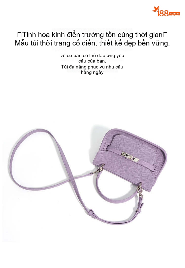 Túi Xách Tay Nữ Da Bò Mini Kelly Pháp Đeo Vai, Đeo Chéo Màu Đen, Tím, Vàng, Xanh... chi tiết 9