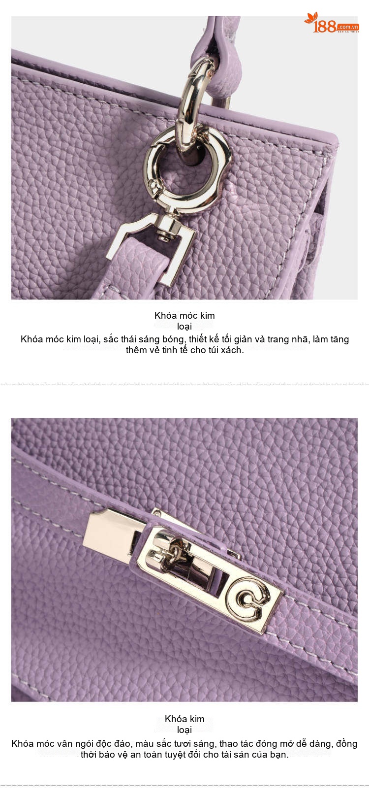 Túi Xách Tay Nữ Da Bò Mini Kelly Pháp Đeo Vai, Đeo Chéo Màu Đen, Tím, Vàng, Xanh... chi tiết 17