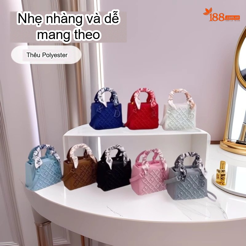 Túi Xách Tay Nữ Da Bò Mini Phom Đứng Màu Nâu Caramel chi tiết 17