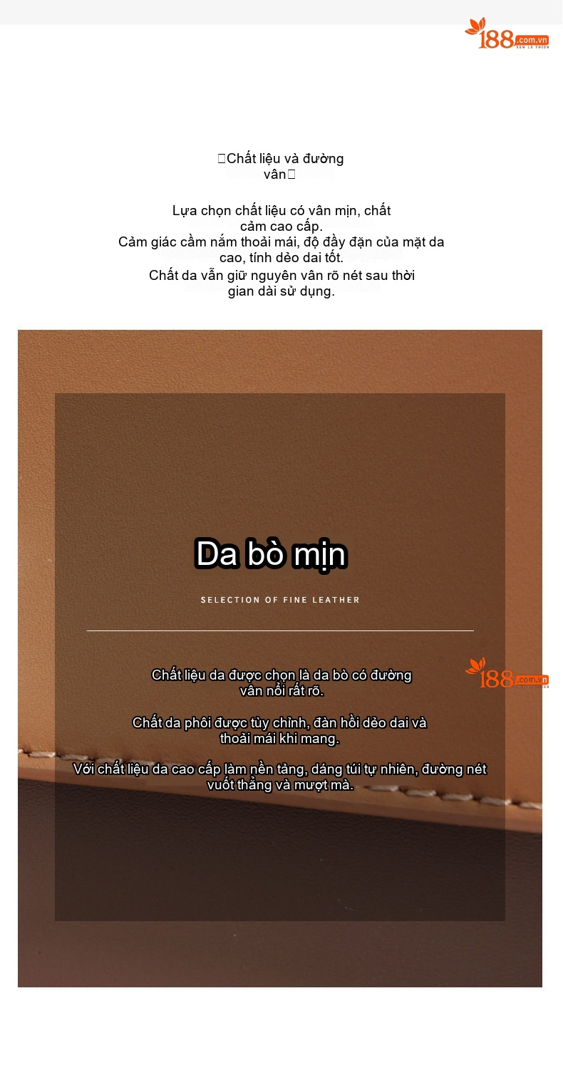 Túi Xách Tay Nữ Da Bò Phối Màu Đeo Chéo Công Sở, Túi Đeo Vai Nữ Da Thật Màu Nâu, Đen, Be, Xanh Rêu chi tiết 9