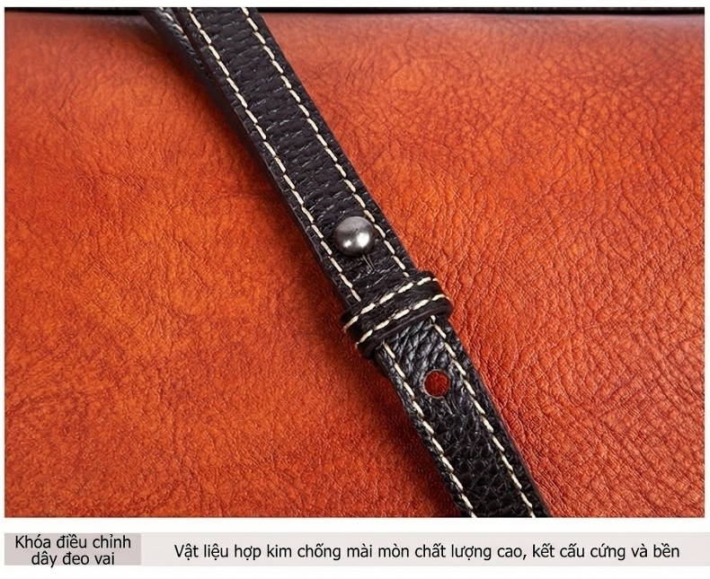 Túi Xách Tay Nữ Da Bò Quốc Phong Khắc Hoa Văn Vintage Đeo Vai, Đeo Chéo Màu Đen, Nâu Đỏ chi tiết 16