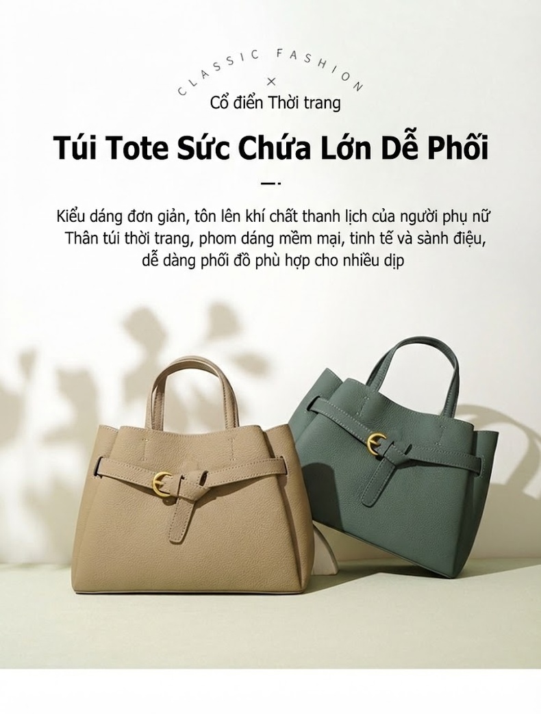 Túi Xách Tay Nữ Da Bò Phong Cách Toscana Dung Tích Lớn chi tiết 1