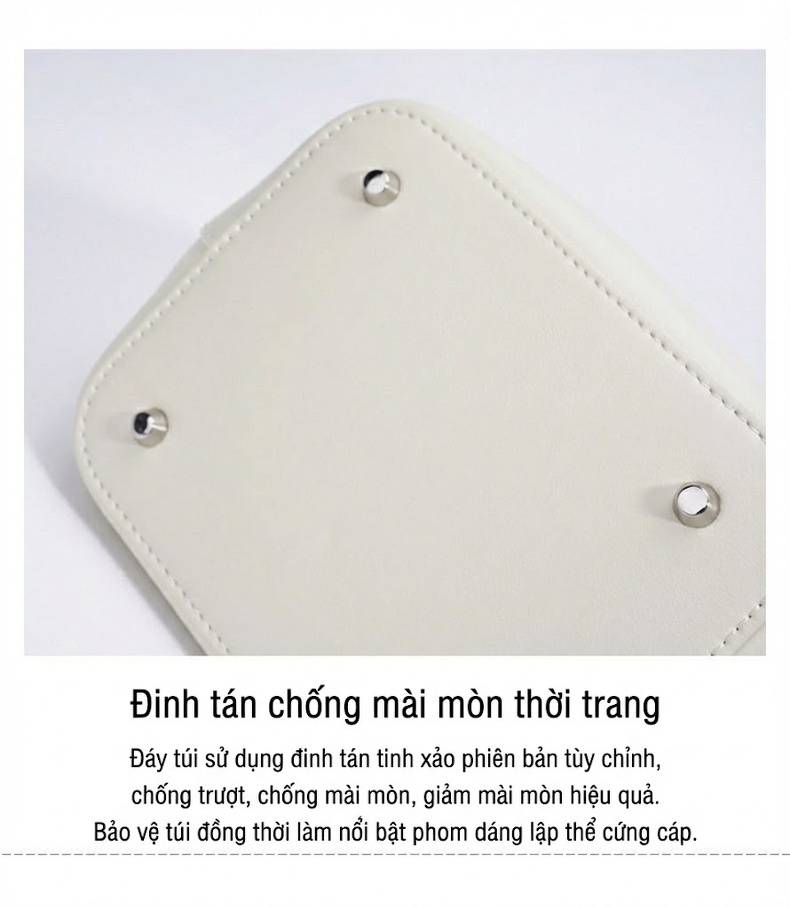 Túi Xách Tay Nữ Da Bò Sức Chứa Lớn Đeo Vai Đi Làm Hàng Ngày Kèm Túi Nhỏ Màu Trắng, Nâu, Đen chi tiết 12