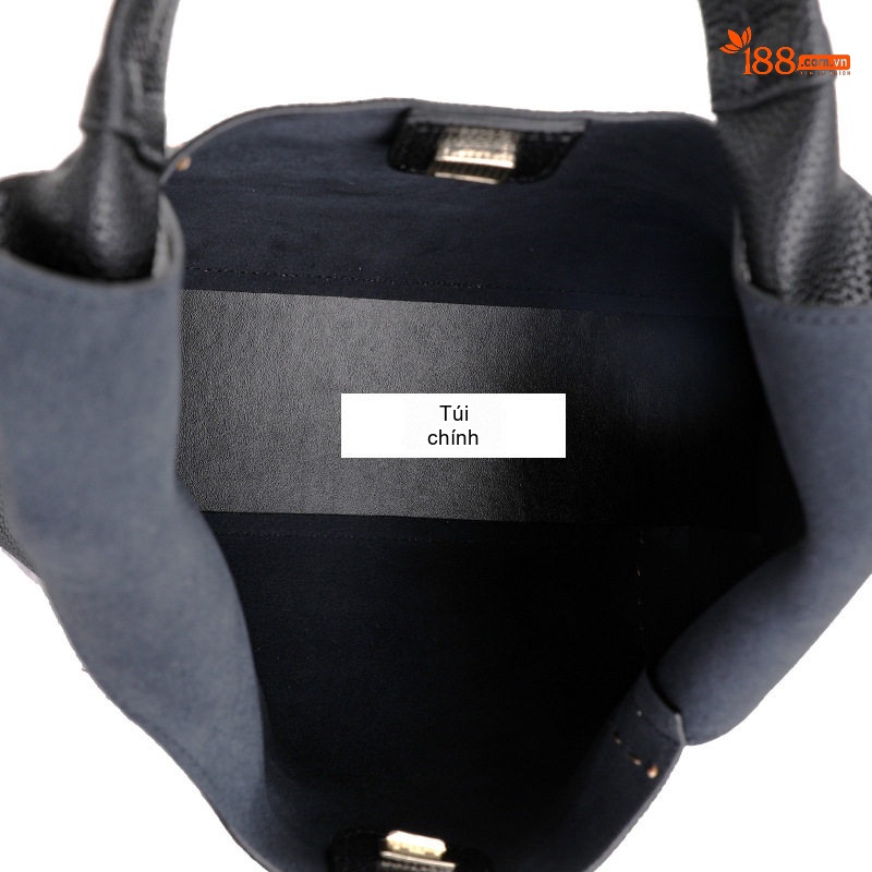 Túi Xách Tay Nữ Da Bò Sức Chứa Lớn Phong Cách Casual Màu Đen chi tiết 12
