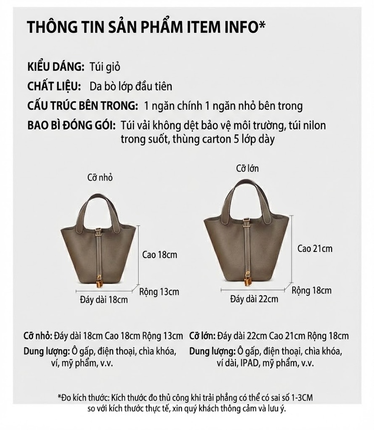 Túi Xách Tay Nữ Da Bò Thật Kiểu Túi Bucket Thời Trang Công Sở Màu Xanh Dương, Nâu, Kem, Xám chi tiết 7