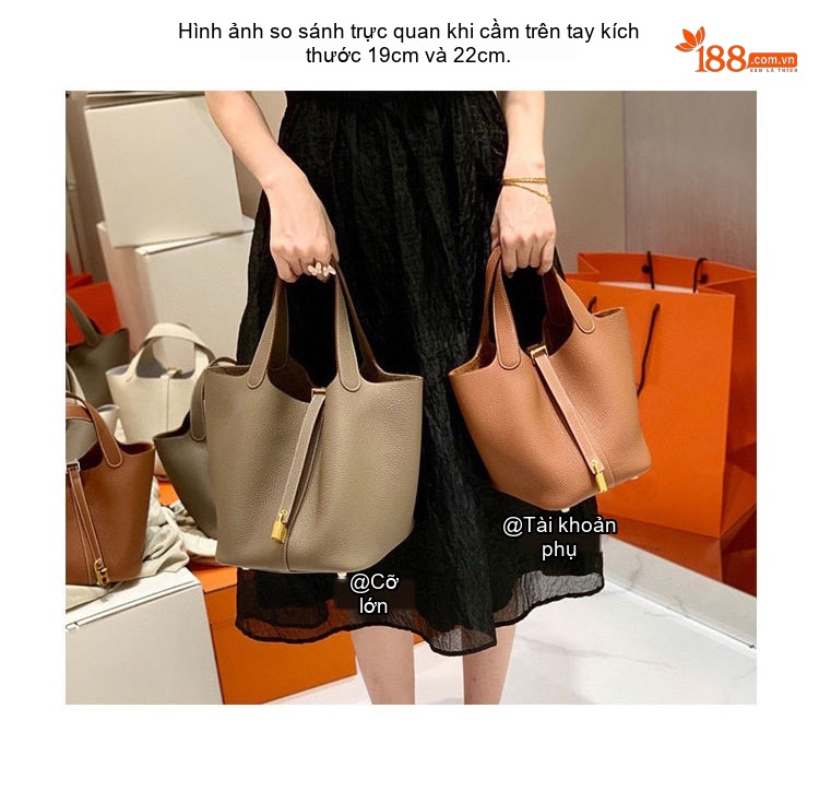 Túi Xách Tay Nữ Da Bò Thật Kiểu Túi Bucket Thời Trang Công Sở Màu Xanh Dương, Nâu, Kem, Xám chi tiết 8