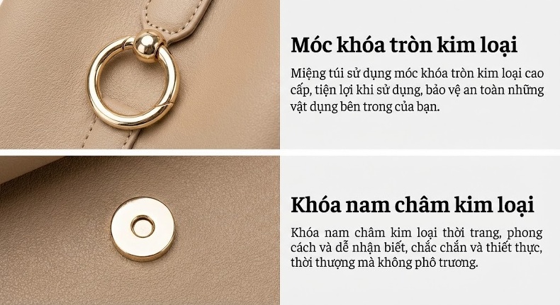 Túi Xách Tay Nữ Da Bò Thiết Kế Mini Đeo Vai, Đeo Chéo Màu Be, Trắng, Tím chi tiết 12