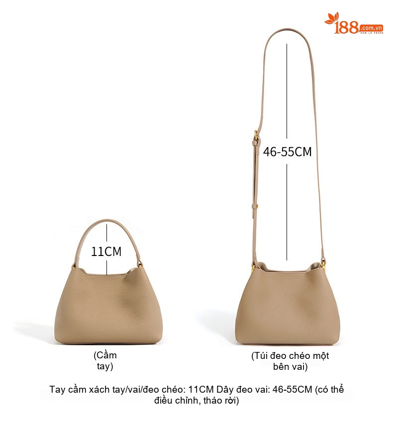 Túi Xách Tay Nữ Da Bò Thiết Kế Mini Đeo Vai, Đeo Chéo Màu Be, Trắng, Tím chi tiết 6