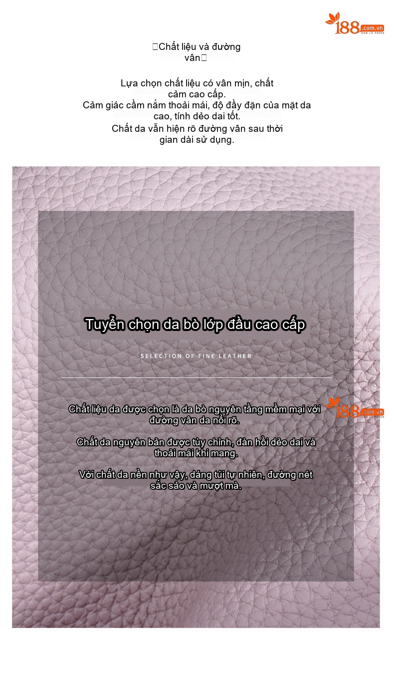 Túi Xách Tay Nữ Da Bò Togo Thiết Kế Tối Giản Màu Xám, Nâu, Trắng, Tím chi tiết 10