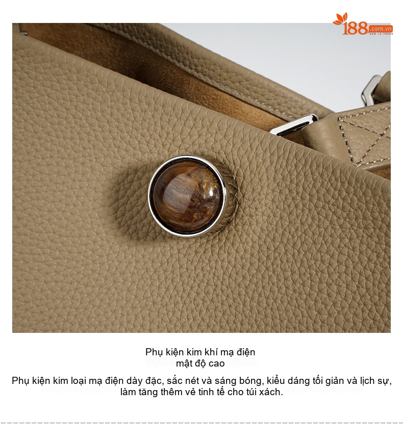 Túi Xách Tay Nữ Da Bò Tote Bag Lớn Đựng Vừa Ipad Đi Làm Màu Nâu, Xám, Kem chi tiết 11