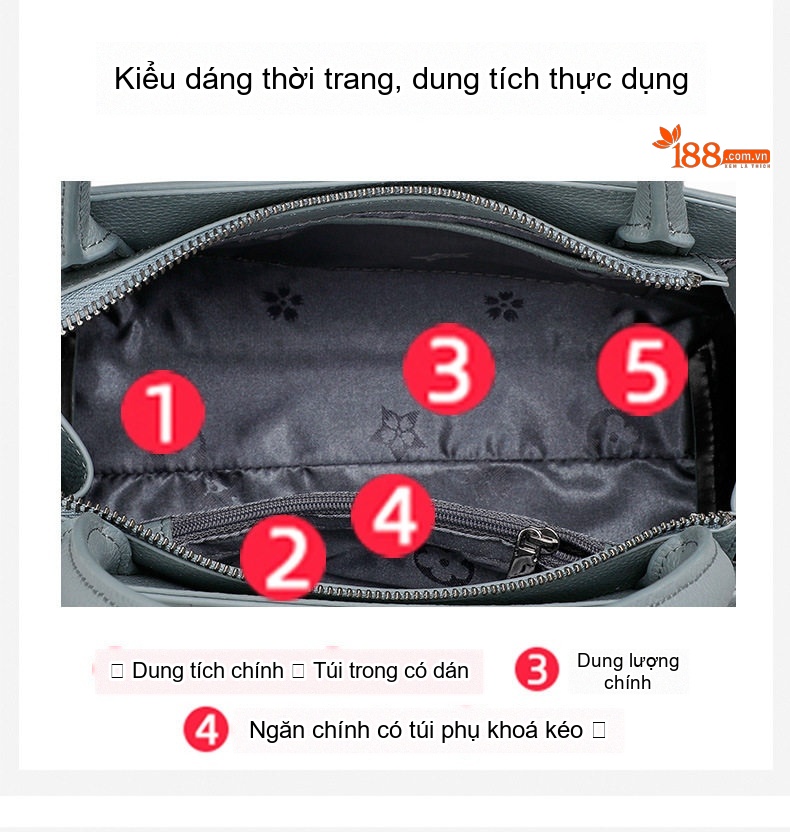 Túi Xách Tay Nữ Da Bò Vân Cá Sấu Công Sở Đeo Vai, Đeo Chéo Thời Trang Màu Xanh Dương, Đen chi tiết 9