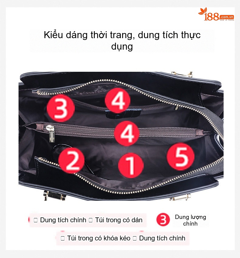 Túi Xách Tay Nữ Da Bò Vân Họa Tiết Da Báo Lớn Đeo Vai, Đeo Chéo Màu Đen, Xanh Dương chi tiết 8