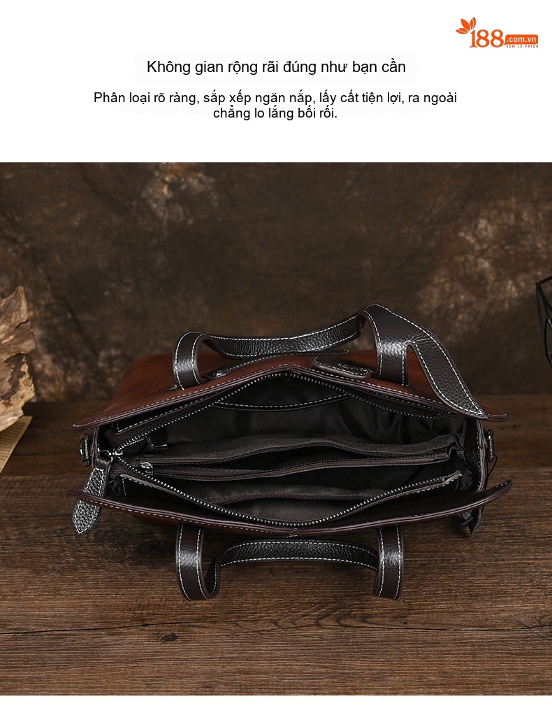 Túi Xách Tay Nữ Da Bò Vintage Phong Cách Trung Hoa Đeo Vai, Đeo Chéo Màu Nâu, Đen chi tiết 11